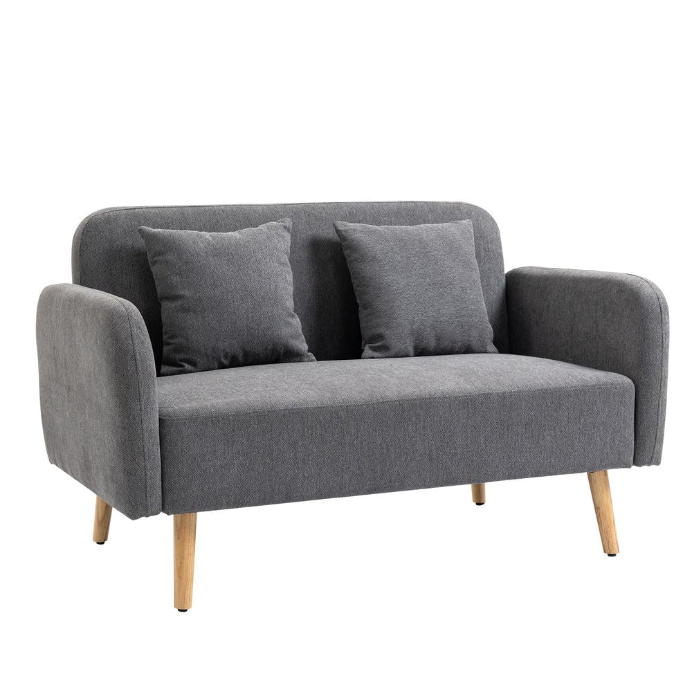 2-Seat Homcom Loveseat Sofa Chenille Fabric Upholstered Couch Rubberwood Legs, Grey - Sofa from HOMCOM
