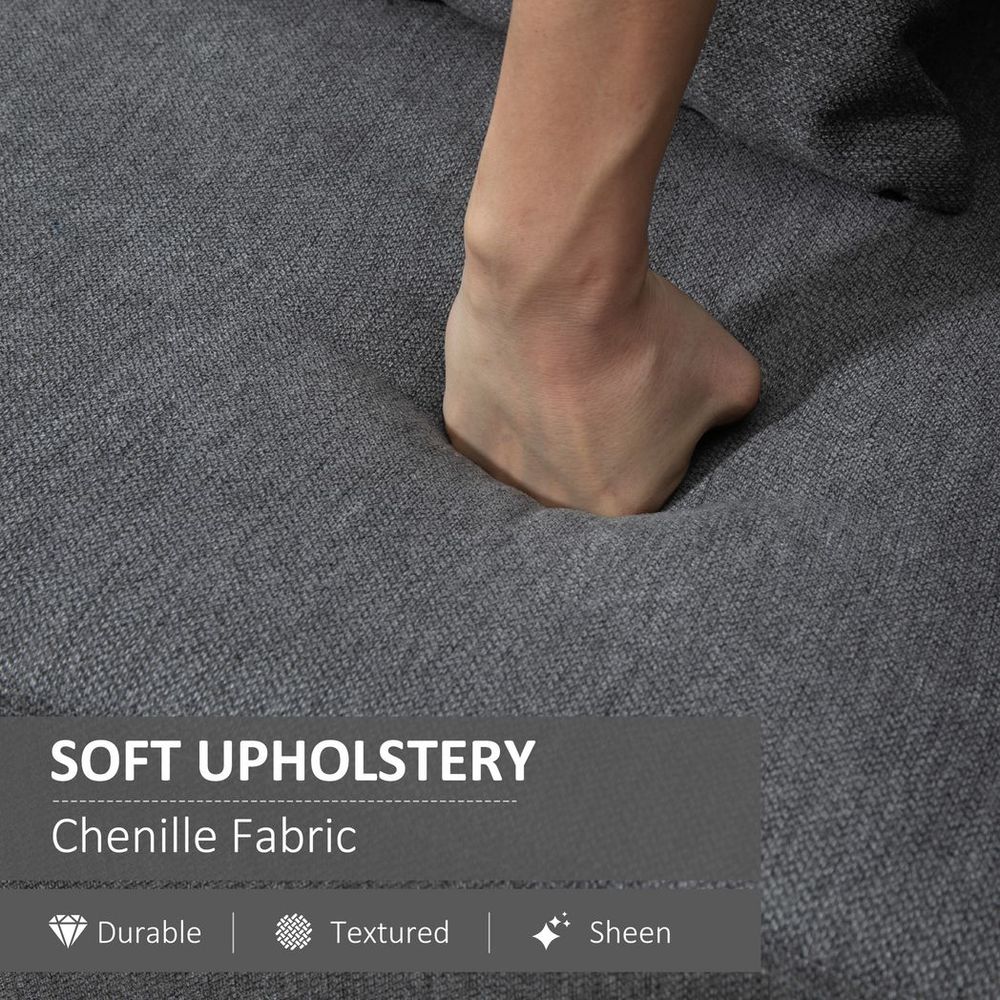 2-Seat Homcom Loveseat Sofa Chenille Fabric Upholstered Couch Rubberwood Legs, Grey - Sofa from HOMCOM