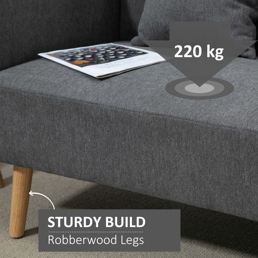 2-Seat Homcom Loveseat Sofa Chenille Fabric Upholstered Couch Rubberwood Legs, Grey - Sofa from HOMCOM