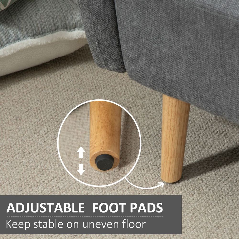 2-Seat Homcom Loveseat Sofa Chenille Fabric Upholstered Couch Rubberwood Legs, Grey - Sofa from HOMCOM