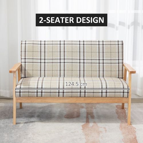 2 Seater Sofa with Rubber Wood Frame Linen Fabric Love Seat Small Couch - Sofa from HOMCOM