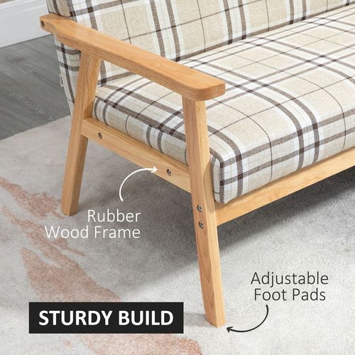 2 Seater Sofa with Rubber Wood Frame Linen Fabric Love Seat Small Couch - Sofa from HOMCOM
