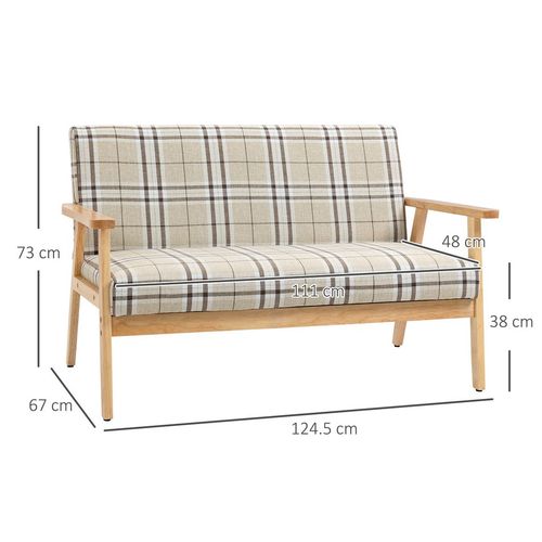 2 Seater Sofa with Rubber Wood Frame Linen Fabric Love Seat Small Couch - Sofa from HOMCOM