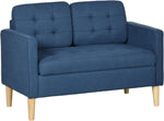 Compact Loveseat Sofa 2 Seater Sofa with Storage and Wood Legs Blue - Sofa from HOMCOM