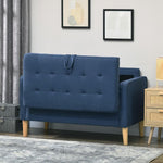 Compact Loveseat Sofa 2 Seater Sofa with Storage and Wood Legs Blue - Sofa from HOMCOM