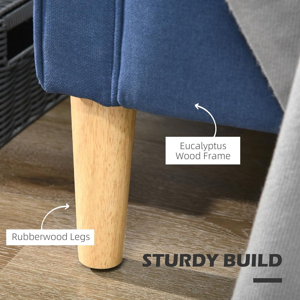 Compact Loveseat Sofa 2 Seater Sofa with Storage and Wood Legs Blue - Sofa from HOMCOM