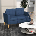 Compact Loveseat Sofa 2 Seater Sofa with Storage and Wood Legs Blue - Sofa from HOMCOM