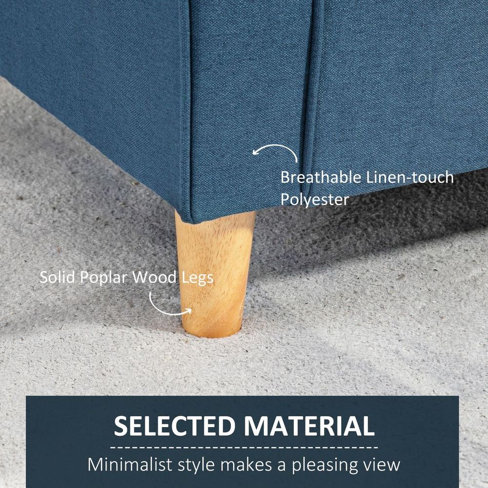 Double Seat Sofa Linen Upholstery Loveseat Couch w/ Armrests, Blue - Sofa from HOMCOM