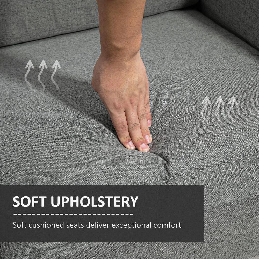 HOMCOM Double Seat Sofa Linen Upholstery Loveseat Couch w/ Armrests, Grey - Uncategorized Sofa