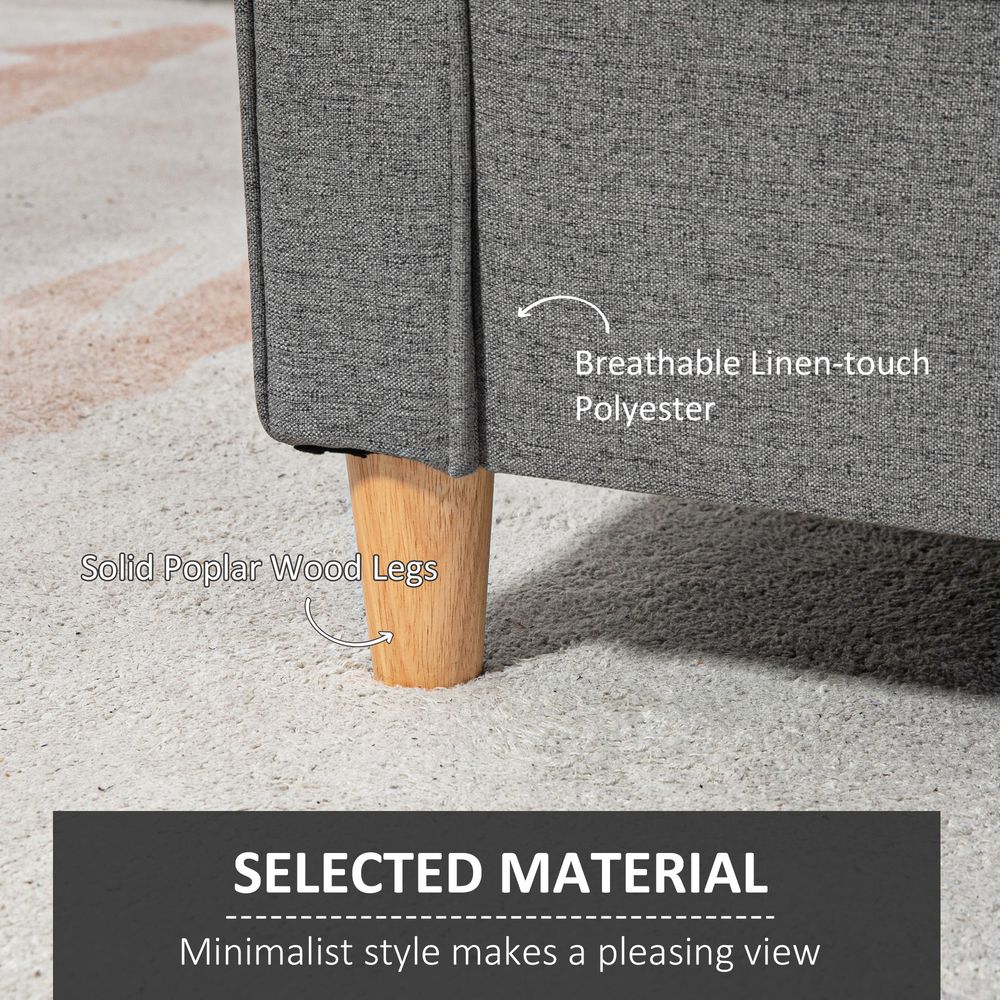 Double Seat Sofa Linen Upholstery Loveseat Couch w/ Armrests, Grey - Sofa from HOMCOM