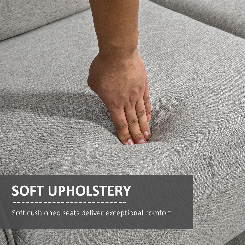 Double Seat Sofa Linen Upholstery Loveseat Couch w/ Armrests, Light Grey - Sofa from HOMCOM