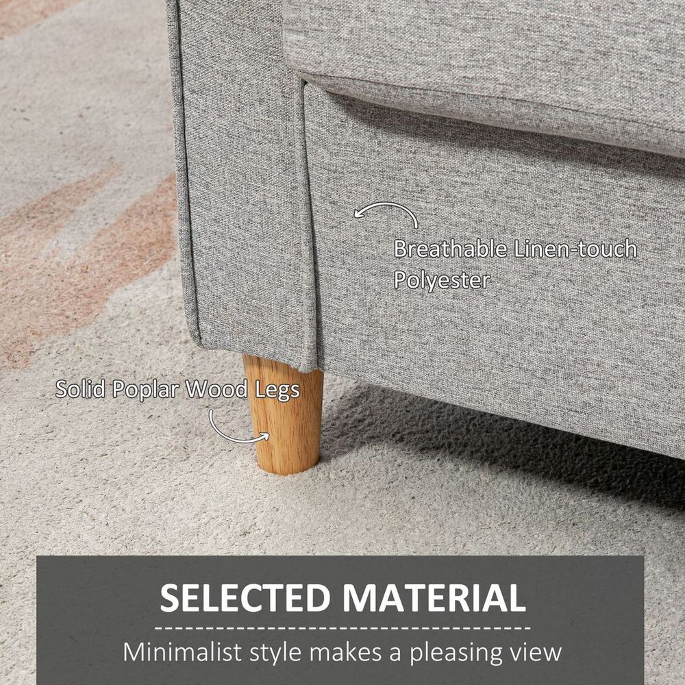 Double Seat Sofa Linen Upholstery Loveseat Couch w/ Armrests, Light Grey - Sofa from HOMCOM