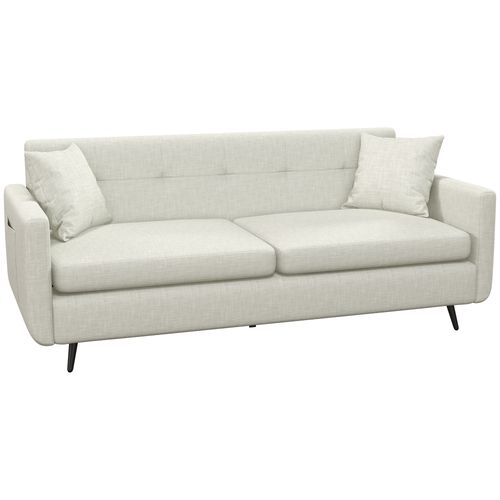 HOMCOM 2 Seater Sofa 165cm Modern Fabric Couch with Wood Legs and Pockets Beige - Sofa from HOMCOM