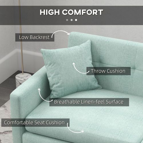 HOMCOM 2 Seater Sofa 165cm Modern Fabric Couch with Wood Legs and Pockets Blue - Sofa from HOMCOM
