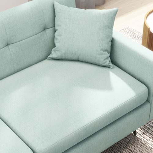 HOMCOM 2 Seater Sofa 165cm Modern Fabric Couch with Wood Legs and Pockets Blue - Sofa from HOMCOM