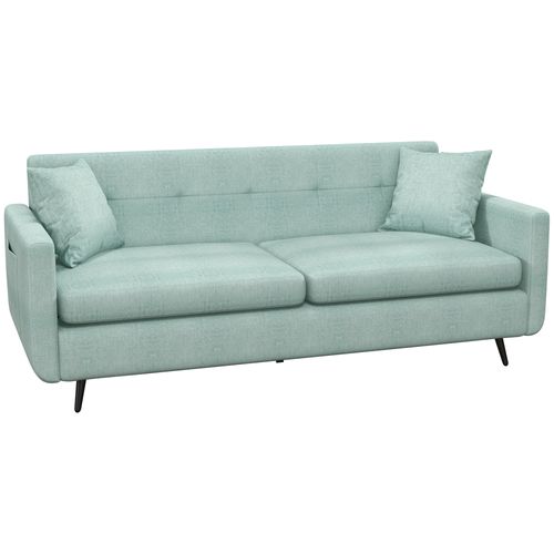 HOMCOM 2 Seater Sofa 165cm Modern Fabric Couch with Wood Legs and Pockets Blue - Sofa from HOMCOM