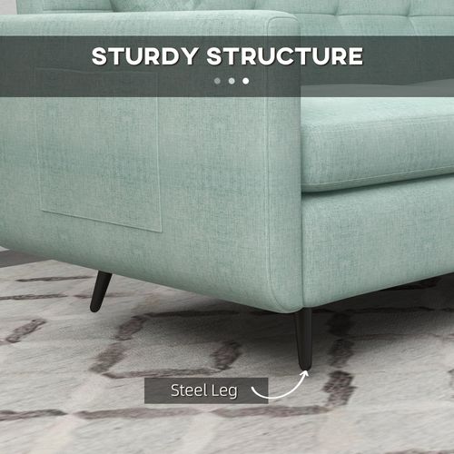 HOMCOM 2 Seater Sofa 165cm Modern Fabric Couch with Wood Legs and Pockets Blue - Sofa from HOMCOM