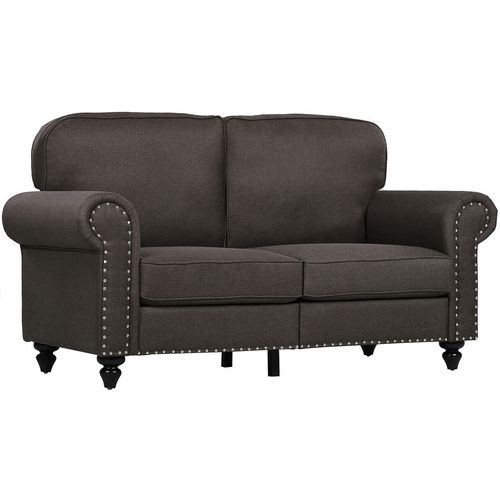 HOMCOM 2 Seater Sofa for Living Room, with Nailhead Trim, Dark Brown - Sofa from HOMCOM