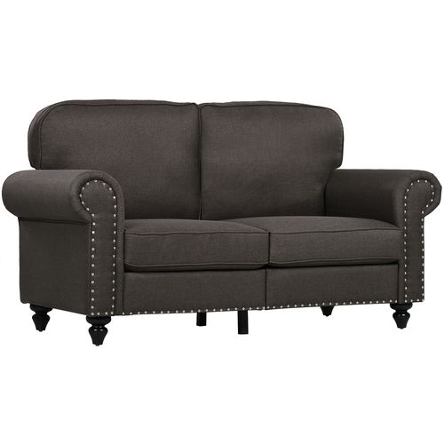 HOMCOM 2 Seater Sofa for Living Room, with Nailhead Trim, Dark Brown - Sofa from HOMCOM