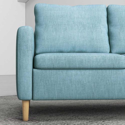 HOMCOM 2 Seater Sofa Modern Fabric Couch with Wood Legs and 2 Pockets Blue - Sofa from HOMCOM