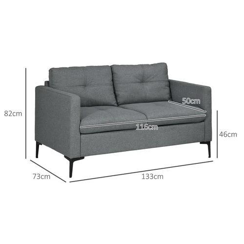 HOMCOM HOMCOM Modern Loveseat Sofa Upholstered 2 Seater Settee for Living Room Bedroom - Sofa