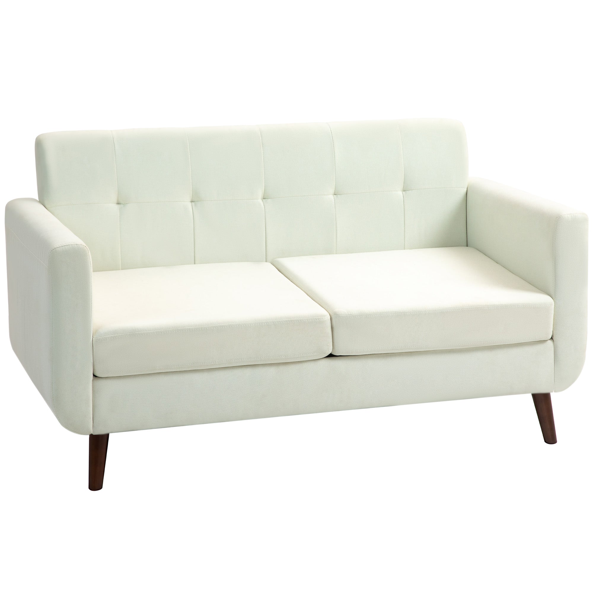 HOMCOM Modern Upholstered Fabric Loveseat Sofa for Living Room, Cream - Sofa from HOMCOM