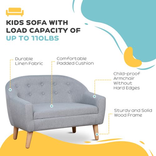 Kids Mini Sofa Children Armchair Seating Chair Bedroom Playroom Furniture Grey - Sofa from HOMCOM