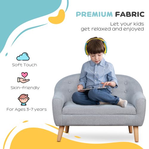 Kids Mini Sofa Children Armchair Seating Chair Bedroom Playroom Furniture Grey - Sofa from HOMCOM