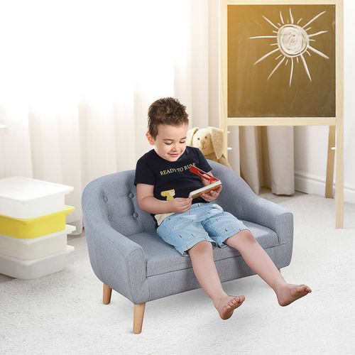 Kids Mini Sofa Children Armchair Seating Chair Bedroom Playroom Furniture Grey - Sofa from HOMCOM