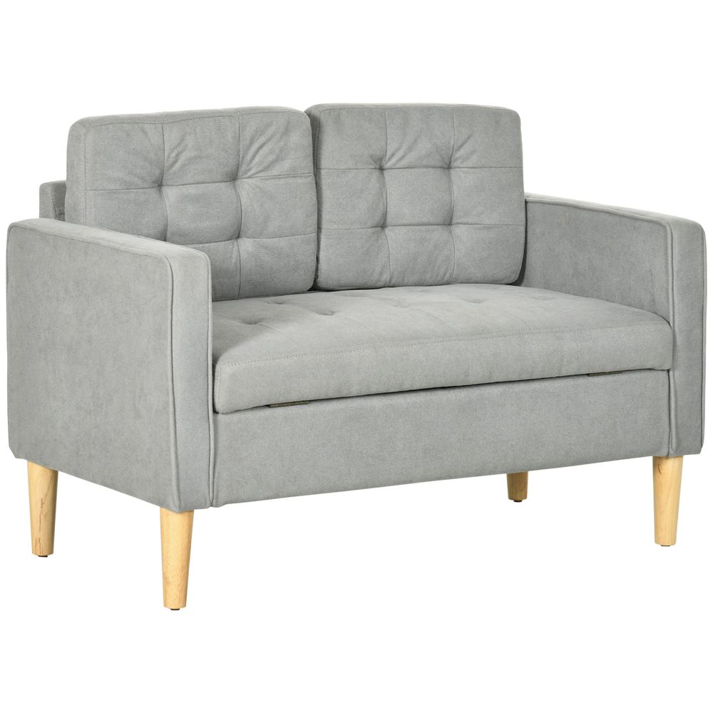 Modern 2 Seater Sofa with Storage Compact Loveseat Sofa for Living Room Grey - Sofa from HOMCOM