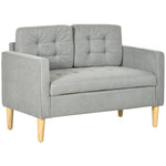 Modern 2 Seater Sofa with Storage Compact Loveseat Sofa for Living Room Grey - Sofa from HOMCOM