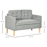Modern 2 Seater Sofa with Storage Compact Loveseat Sofa for Living Room Grey - Sofa from HOMCOM