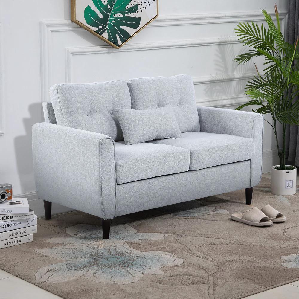 Modern Chic Loveseat with Armrest Spring Padding for Home Office by HOMCOM