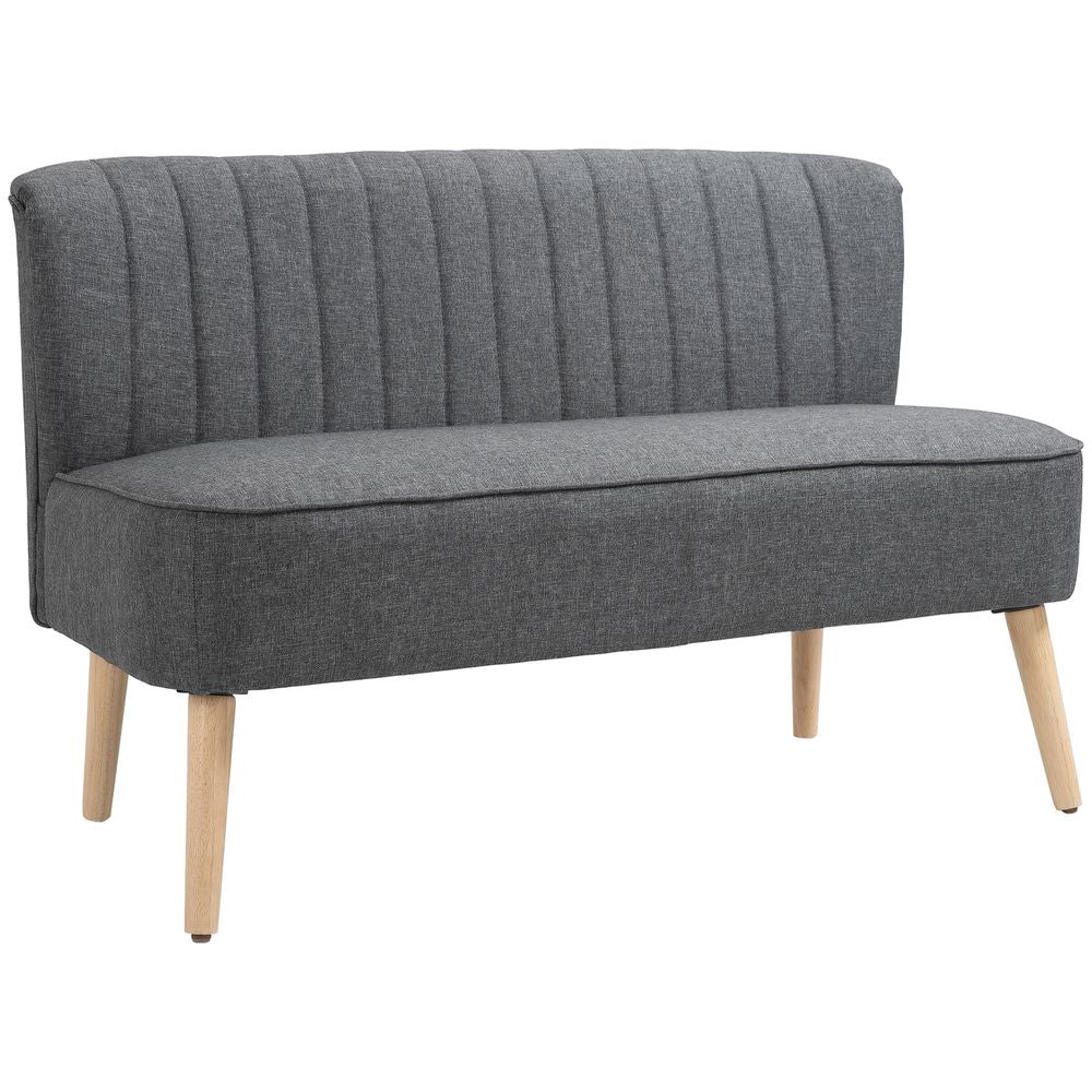 Modern Double Seat Sofa Loveseat Couch Padded Linen Wood Legs, Grey - Sofa from HOMCOM