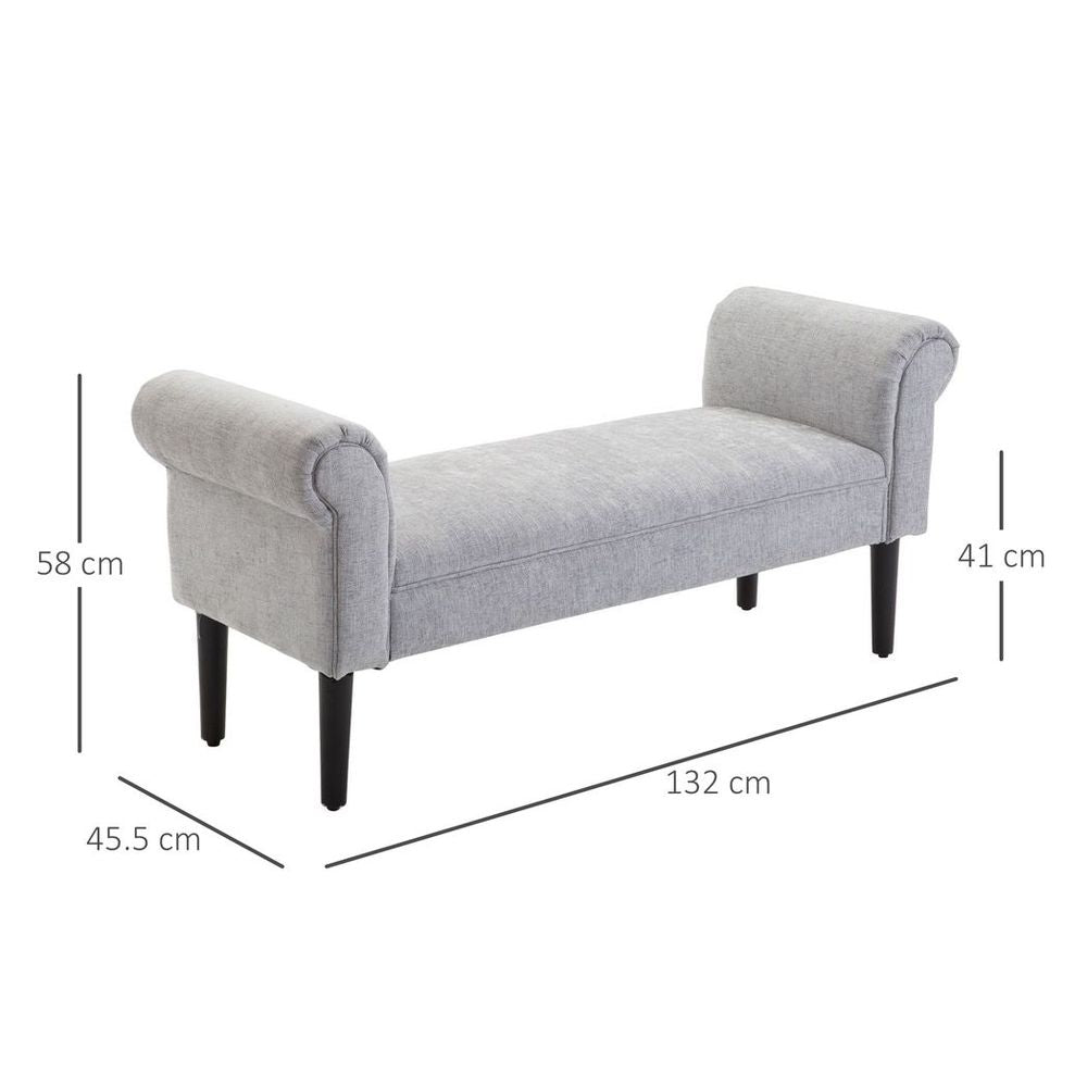 Modern Rolled Arm Bench Bed End Ottoman Sofa Seat Footrest Bedroom Entryway - Sofa from HOMCOM