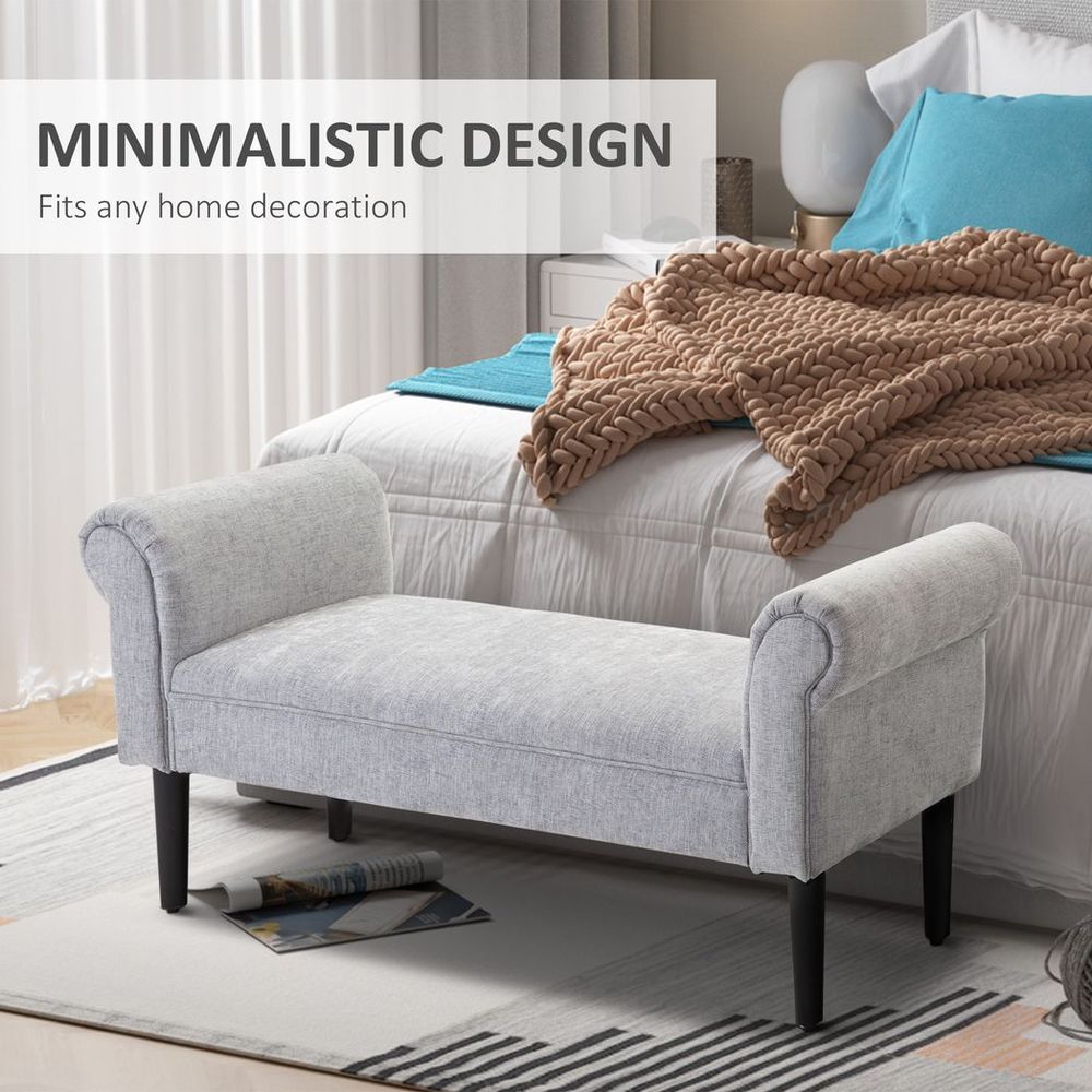 Modern Rolled Arm Bench Bed End Ottoman Sofa Seat Footrest Bedroom Entryway - Sofa from HOMCOM