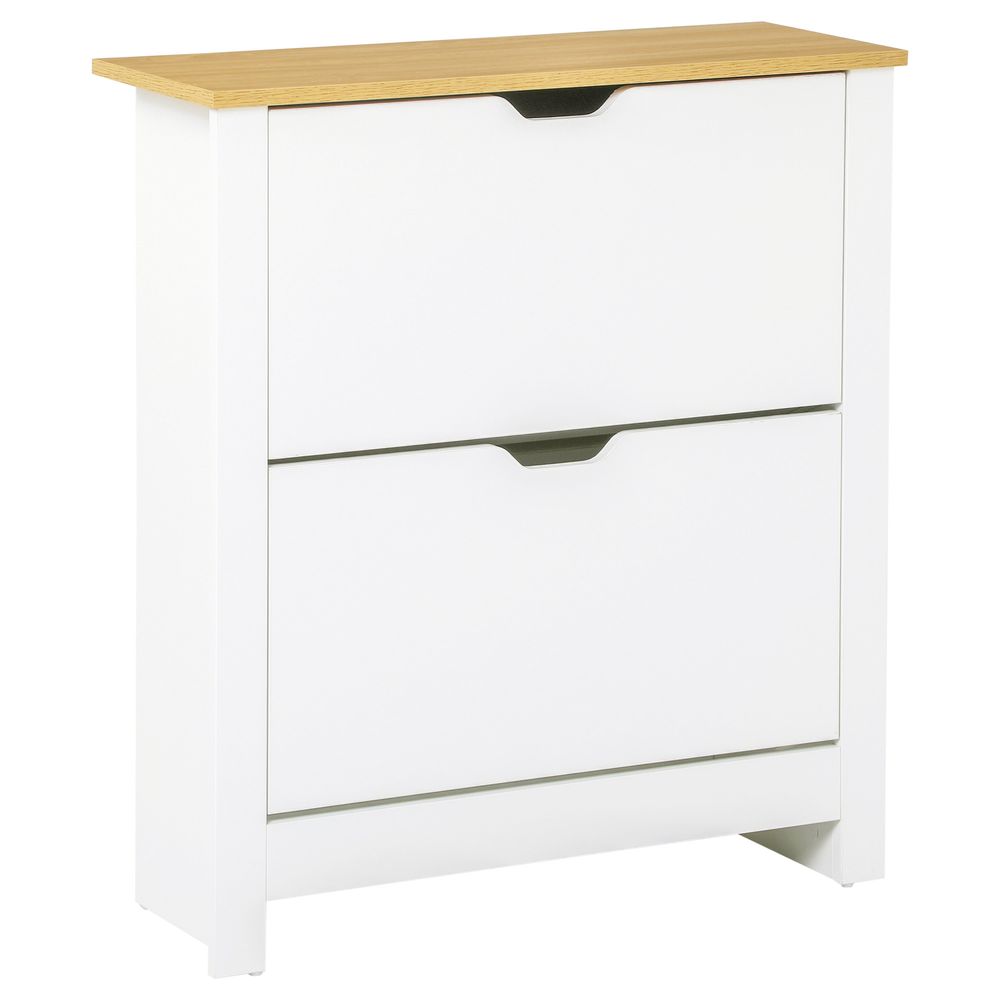 12-Shoe Storage Cabinet Homcom4 Shelves 2 Drawers Tabletop 4 Legs White - Storage Box from HOMCOM