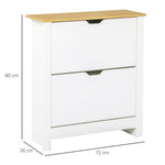 12-Shoe Storage Cabinet Homcom4 Shelves 2 Drawers Tabletop 4 Legs White - Storage Box from HOMCOM