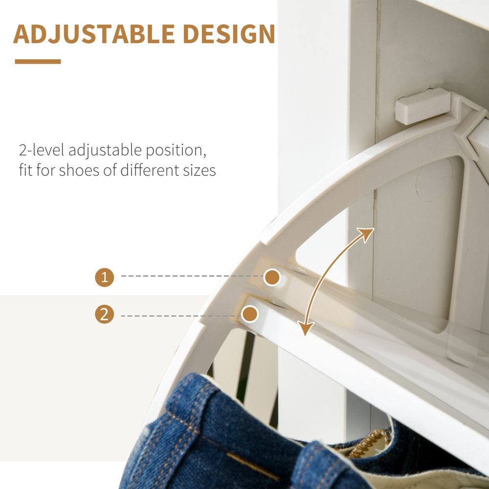 12-Shoe Storage Cabinet Homcom4 Shelves 2 Drawers Tabletop 4 Legs White - Storage Box from HOMCOM