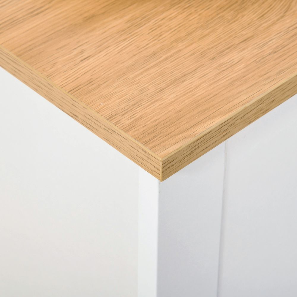 12-Shoe Storage Cabinet Homcom4 Shelves 2 Drawers Tabletop 4 Legs White - Storage Box from HOMCOM