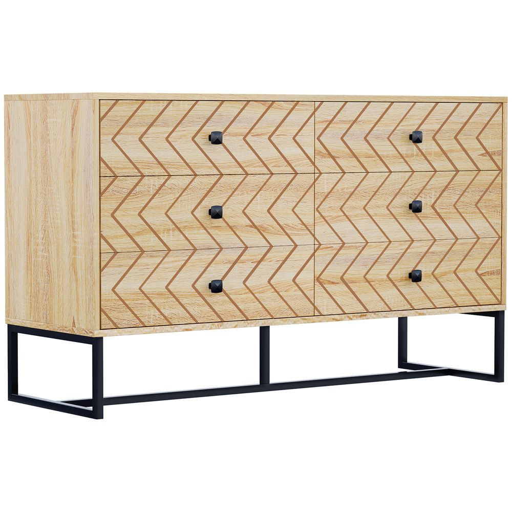 6 Drawers Storage Unit Hallway Bedroom Living Room Cabinet Zig Zag Design - Storage Box from HOMCOM