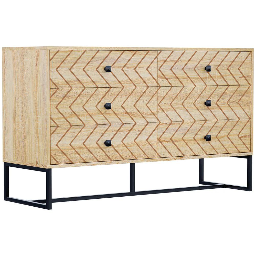 6 Drawers Storage Unit Hallway Bedroom Living Room Cabinet Zig Zag Design by HOMCOM