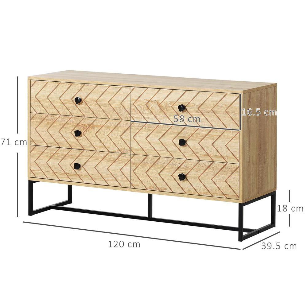 6 Drawers Storage Unit Hallway Bedroom Living Room Cabinet Zig Zag Design by HOMCOM
