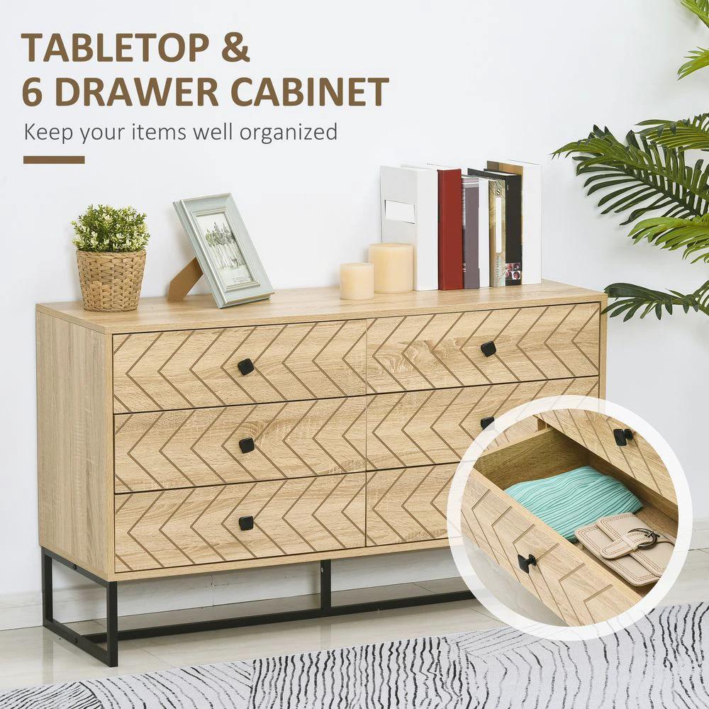 6 Drawers Storage Unit Hallway Bedroom Living Room Cabinet Zig Zag Design by HOMCOM