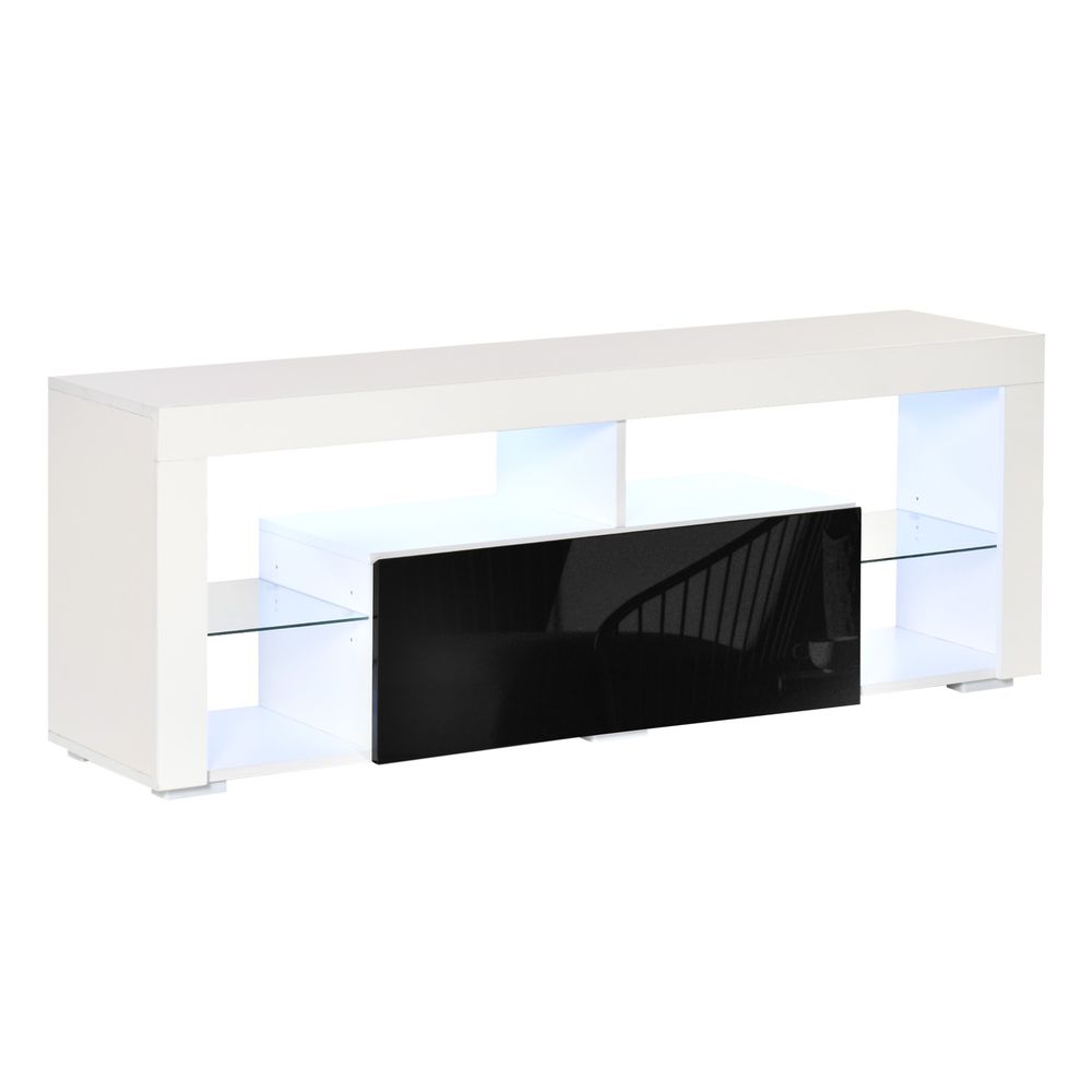 140cm TV Stand Cabinet High Gloss TV Stand Unit Homcom LED RGB Light Storage - TV Unit from HOMCOM