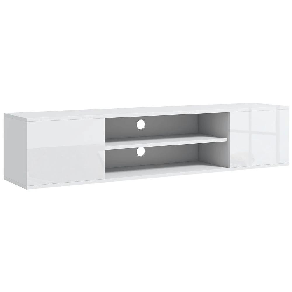 Floating TV Unit for 60" TVs W/ Shelves and Cabinets, White by HOMCOM