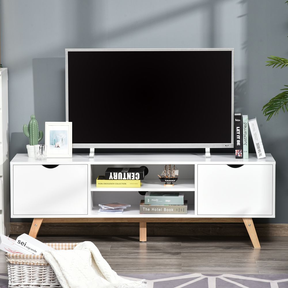 Particle Board 4-Compartment Media Unit White - TV Unit from HOMCOM