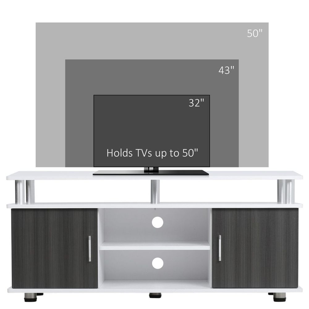 TV Cabinet Stand Entertainment Center Media Console Storage Grey, White - TV Unit from HOMCOM