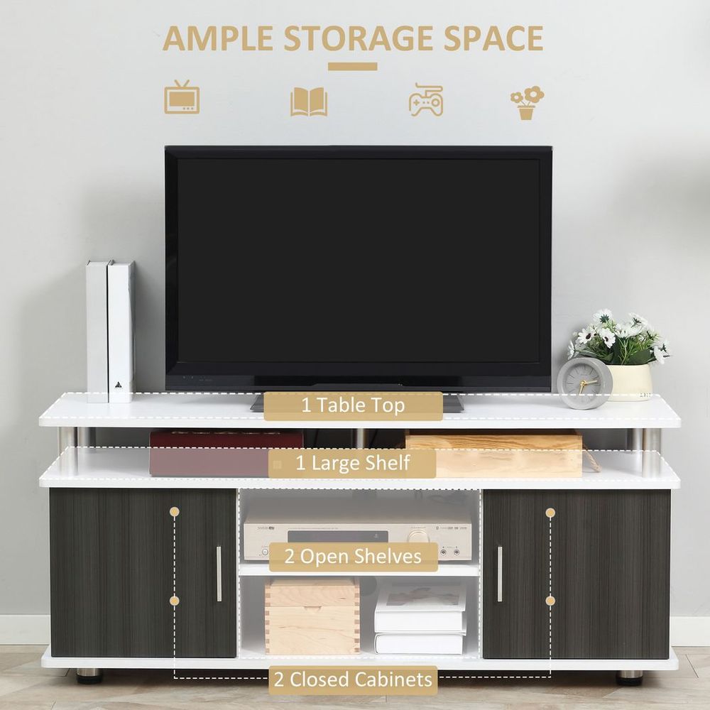TV Cabinet Stand Entertainment Center Media Console Storage Grey, White - TV Unit from HOMCOM