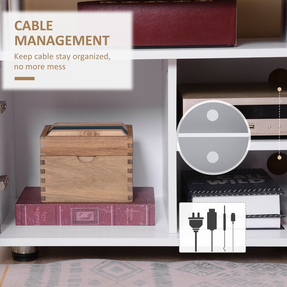 TV Cabinet Stand Entertainment Center Media Console Storage Grey, White - TV Unit from HOMCOM